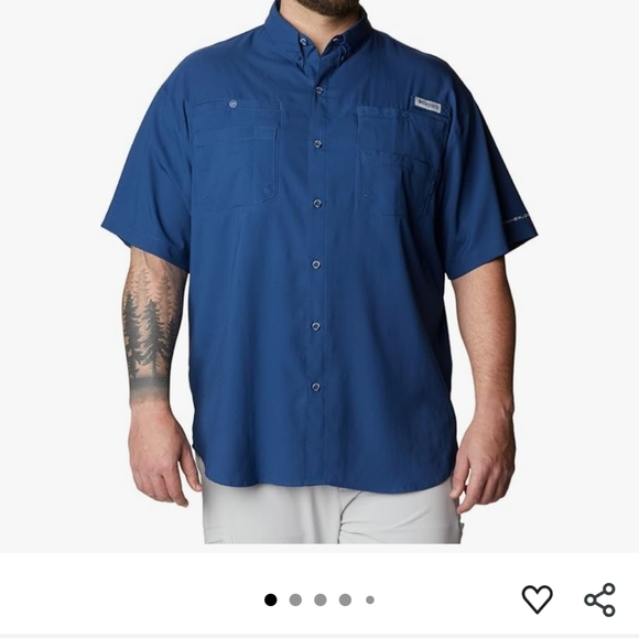 Columbia PFG Tamiami Shirt Mens XXL Blue Short Sleeve Button Down OmniShade - Picture 1 of 16